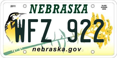 NE license plate WFZ922