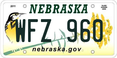 NE license plate WFZ960