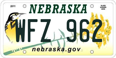NE license plate WFZ962