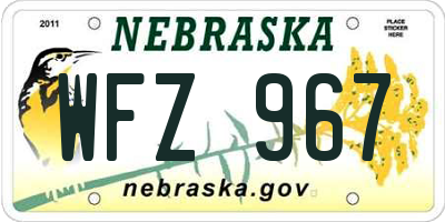 NE license plate WFZ967