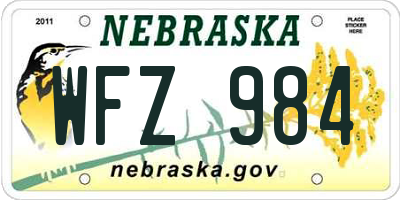 NE license plate WFZ984