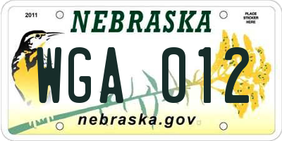 NE license plate WGA012