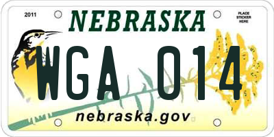 NE license plate WGA014