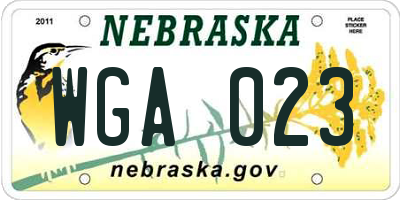 NE license plate WGA023