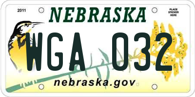 NE license plate WGA032