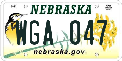 NE license plate WGA047