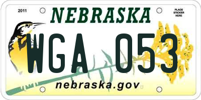 NE license plate WGA053
