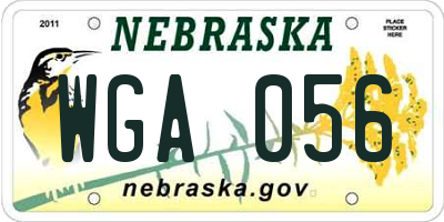 NE license plate WGA056