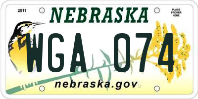 NE license plate WGA074