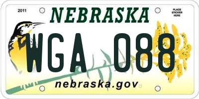 NE license plate WGA088