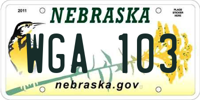NE license plate WGA103
