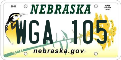 NE license plate WGA105