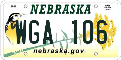 NE license plate WGA106