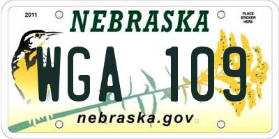 NE license plate WGA109