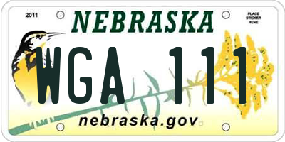 NE license plate WGA111