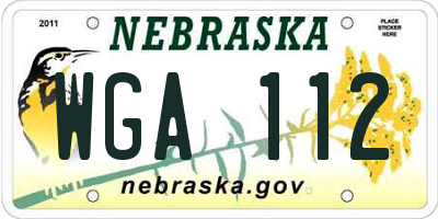 NE license plate WGA112