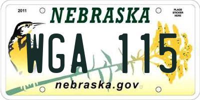 NE license plate WGA115