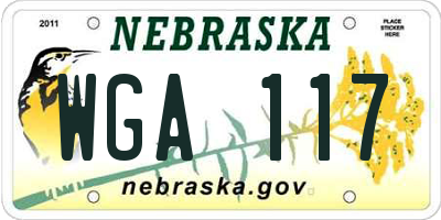 NE license plate WGA117