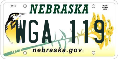 NE license plate WGA119
