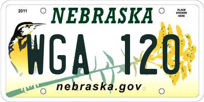 NE license plate WGA120