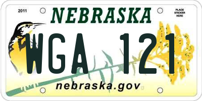 NE license plate WGA121
