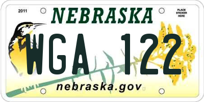 NE license plate WGA122