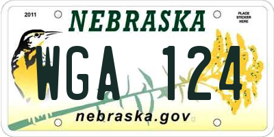 NE license plate WGA124