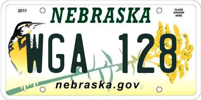 NE license plate WGA128