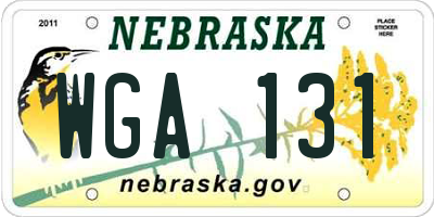 NE license plate WGA131