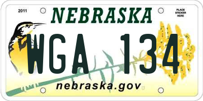 NE license plate WGA134