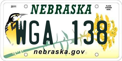 NE license plate WGA138