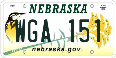 NE license plate WGA151