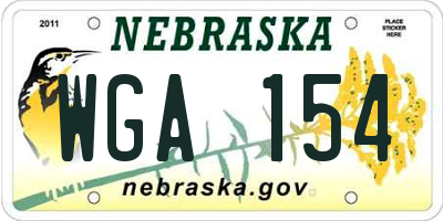 NE license plate WGA154