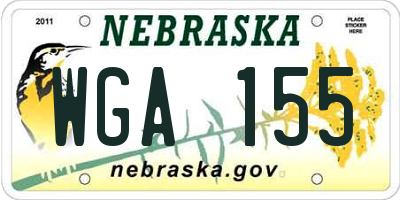 NE license plate WGA155