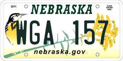 NE license plate WGA157
