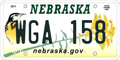 NE license plate WGA158