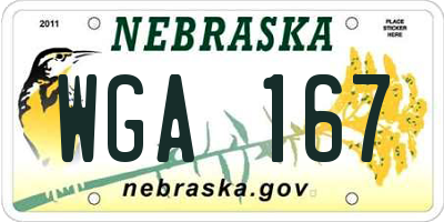 NE license plate WGA167