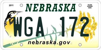 NE license plate WGA172
