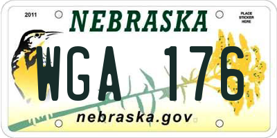 NE license plate WGA176
