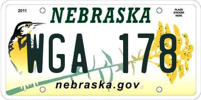 NE license plate WGA178
