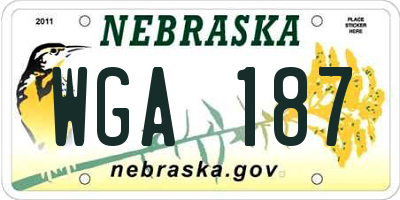 NE license plate WGA187