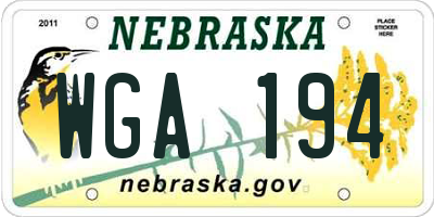 NE license plate WGA194