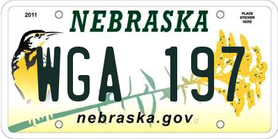 NE license plate WGA197