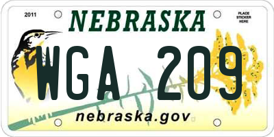NE license plate WGA209
