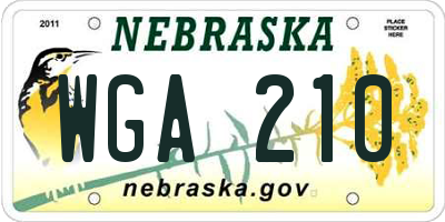 NE license plate WGA210