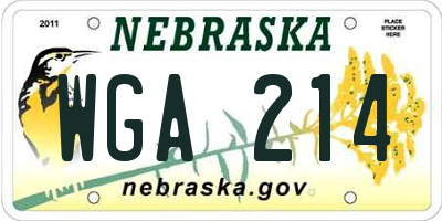 NE license plate WGA214