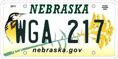 NE license plate WGA217