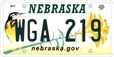 NE license plate WGA219