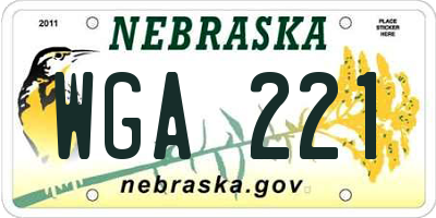 NE license plate WGA221
