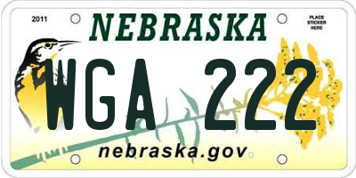 NE license plate WGA222